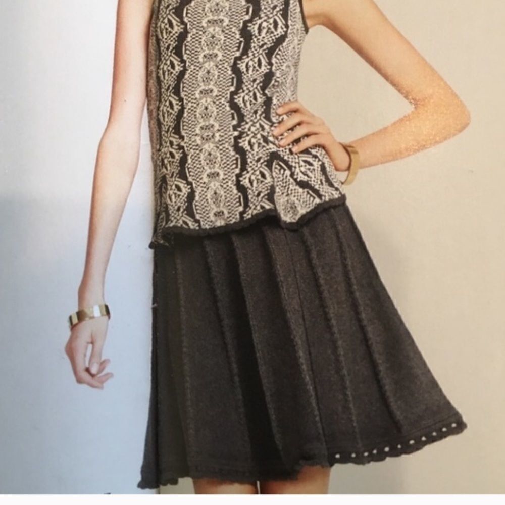 Cabi Charcoal Gray A-Line Sweater Skirt Size Small